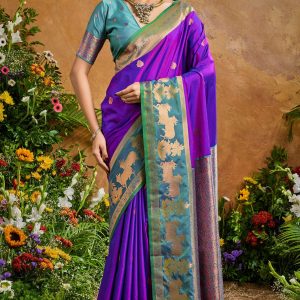 Royal Purple Soft Banarasi Silk Saree With Inspiring Blouse Piece